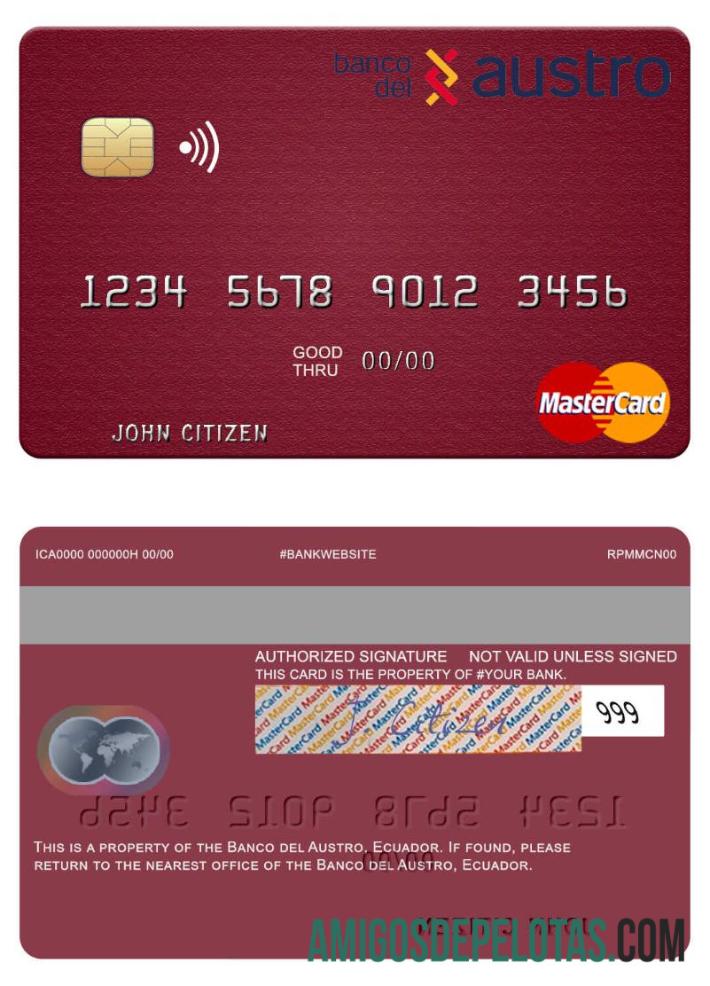 Ecuador Banco Del Austro Mastercard baixar para verificação